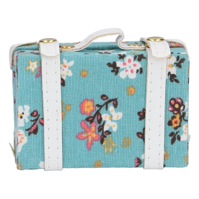 Mini Valise Maison de Poupée, 3 X 2 X 1in Mini Bagage Maison de Poupée Mignon Petite Simulation Décorative pour Accessoire de Poupée Rose, Fleur, Bleu