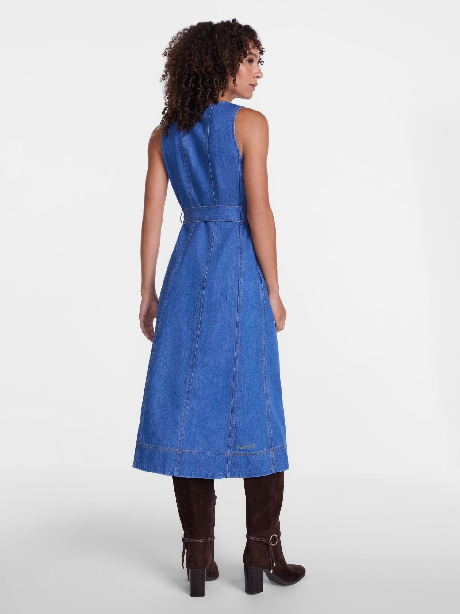Scenario Women's and Women's Plus Sleeveless Denim Midi Dress, Sizes XS-4X