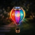 thumbnail image 2 of Rainbow Glass Effect Hot Air Balloon Solar Lantern, Waterproof Hanging Flame Light with Auto On/Off, Outdoor Decor Lamp for Garden Patio Yard Party, 2 of 5