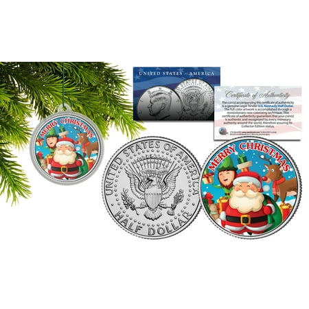 MERRY CHRISTMAS Elf JFK Kennedy Half Dollar U.S. Coin Christmas Tree