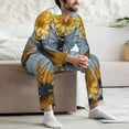 thumbnail image 7 of Cauagu Vibrant Butterfly And Sunflowers Print Men's Long-Sleeve Pajama Set,Soft Button-Front 2Pjs for Men Long Sleeve Men’s Sleepwear-Large, 7 of 7