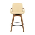 thumbnail image 2 of Baylor 26" Cream Faux Leather and Walnut Wood Swivel Bar Stool, 2 of 7