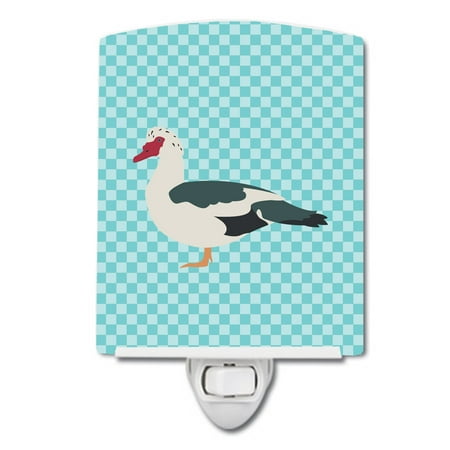 

Caroline s Treasures BB8038CNL Muscovy Duck Blue Check Ceramic Night Light 6x4x3 multicolor