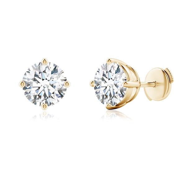 Angara Lab Grown Diamond Earrings - Basket-Set Solitaire Diamond Stud Earrings in 14K Yellow Gold for Women