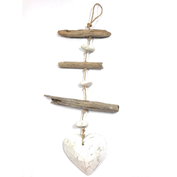 Driftwood Garland w/ Heart 20" White - Love | #lis3100650w