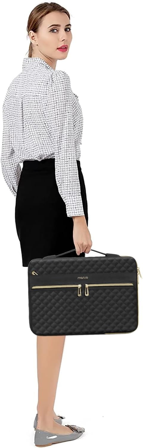 Mosiso 360 Protective Laptop Sleeve Case for MacBook Air 15 inch M3 A3114 M2 A2941 2024 HP Surface Lenovo Notebook Briefcase Carrying Handbag, Black
