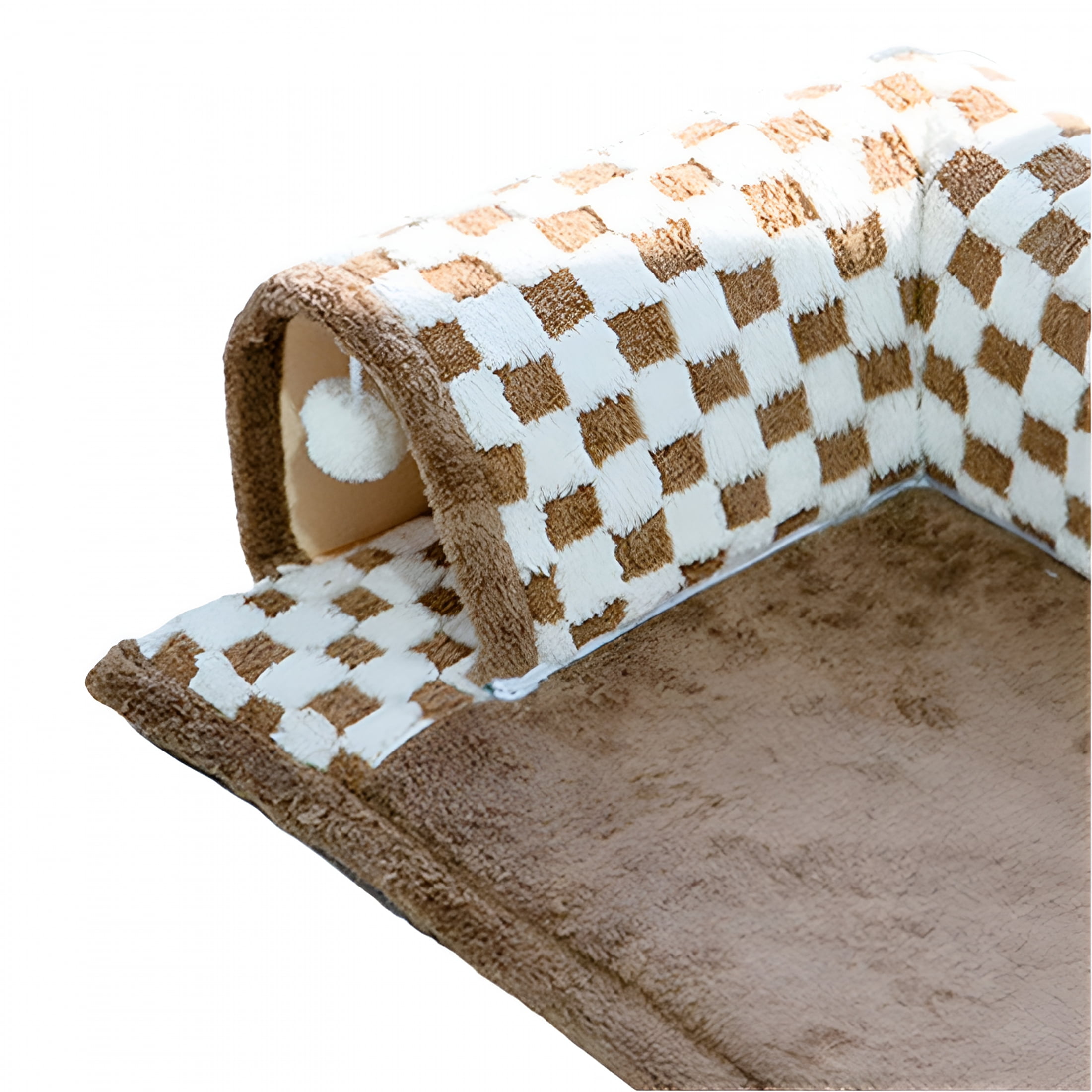 XIBUFE 2026 New 2 in 1 Cat Bed Play Tunnel Cats Play Mat with Playing Ball Toys Kitty Training Play Center Interactive for Indoor Cats Rabbit Brown M Ball Pit for Cats