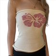 thumbnail image 1 of Top de Tubo Sin Tirantes con Estampado Floral para Mujer, Estilo Y2K, de Punto, Estilo Bandeau, para Verano Albaricoque L, 1 of 9