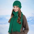 thumbnail image 4 of OWUUcdse Women's Hat & Scarf Sets, Two Pieces Soft Thermal Knitted Winter Beanie and Scarf Green Size One Size, 4 of 6
