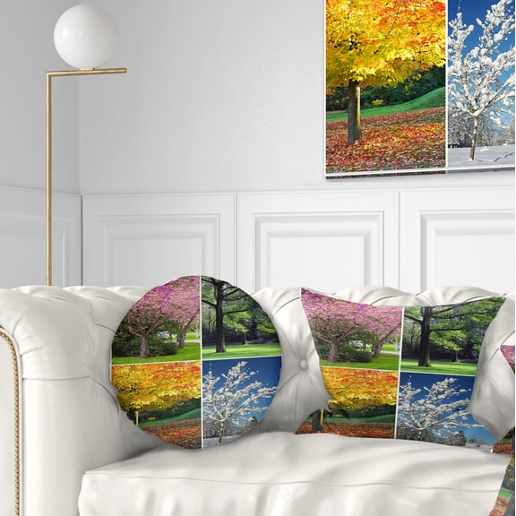 Designart Four Seasons Trees Collage - Landscape Printed Throw Pillow - 12x20