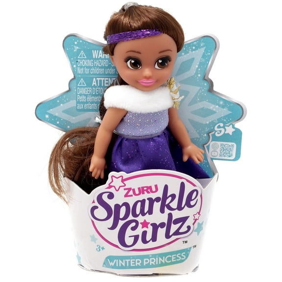 Sparkle Girlz Winter Princess Brunette with Purple Dress Mini Doll