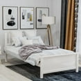 thumbnail image 1 of Gzxs Modern Twin Size Platform Bed Wooden Bed Frame with Headboard, Footboard, White, 1 of 9