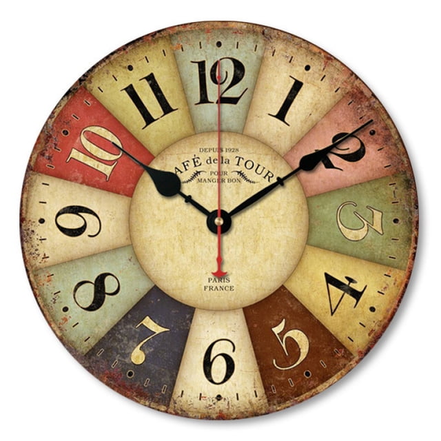 Reloj de pared de cocina de madera de 30cm de espesor, relojes Retro de granja para decoración para sala de estar, dormitorio, restaurante, funciona con pilas silenciosas