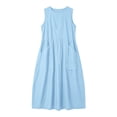 thumbnail image 4 of Bysome Women Dresses Solid Color Sleeveless Crew Neck With Pocket Dress Summer Comfortable Women Dress Size S Sky Blue, 4 of 4