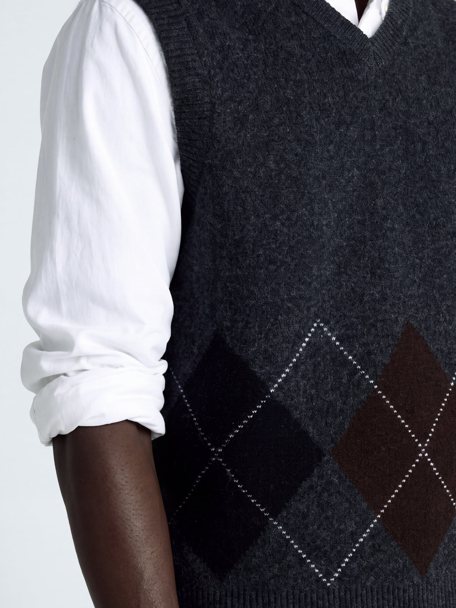 Free Assembly Mens V-Neck Argyle Sweater Vest, Sizes XS-3XL