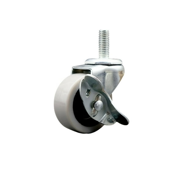 2 Inch Polyurethane Wheel 3/8 Inch Threaded Stem Caster with Brake SCC