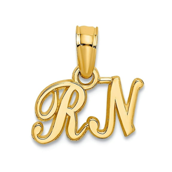 14k Yellow Gold Solid Polished RN Pendant Necklace 6.5x10.65mm Wide 0.78mm Thick Pendant for Women