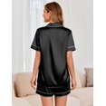 thumbnail image 6 of Ekouaer Womens Satin Silk Pajamas Set Short Sleeve Sleepwear Button Down Top and Shorts Loungewear 2 Piece Pjs Set, 6 of 7