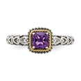 thumbnail image 5 of Shey Couture Sterling Silver with 14K Accent Antiqued Cushion Amethyst Ring, 5 of 6