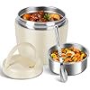 1200ml Insulated Hot Food Container, Food Thermos with Spoon, Stainless Steel Insulated Lunch Box (Beige)