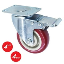 4 Pack Heavy Duty Caster Set 4 inch Wheels All Swivel All Brake Casters Non Skid