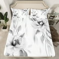 thumbnail image 2 of jejeloiu Rustic Flower Leaf Twin Sheet Sets,Watercolor Ink Painting Twin Fitted Sheet,Gray White Flat Sheet For Girls Kids,Microfiber Bedroom Decor,3-Piece, 2 of 7