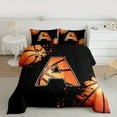 thumbnail image 2 of Homewish Cartoon Basketball Boys Bedding Comforter Set, Black Orange Monogrammed A Twin Comforter Sets, Modern Ball Sports Player Reversible Bedding Set, Breathable Home Decor, 2pcs, 2 of 8