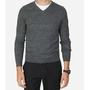 Nautica NEW Charcoal Gray Mens Size Large L V-Neck Marled Knit Sweater