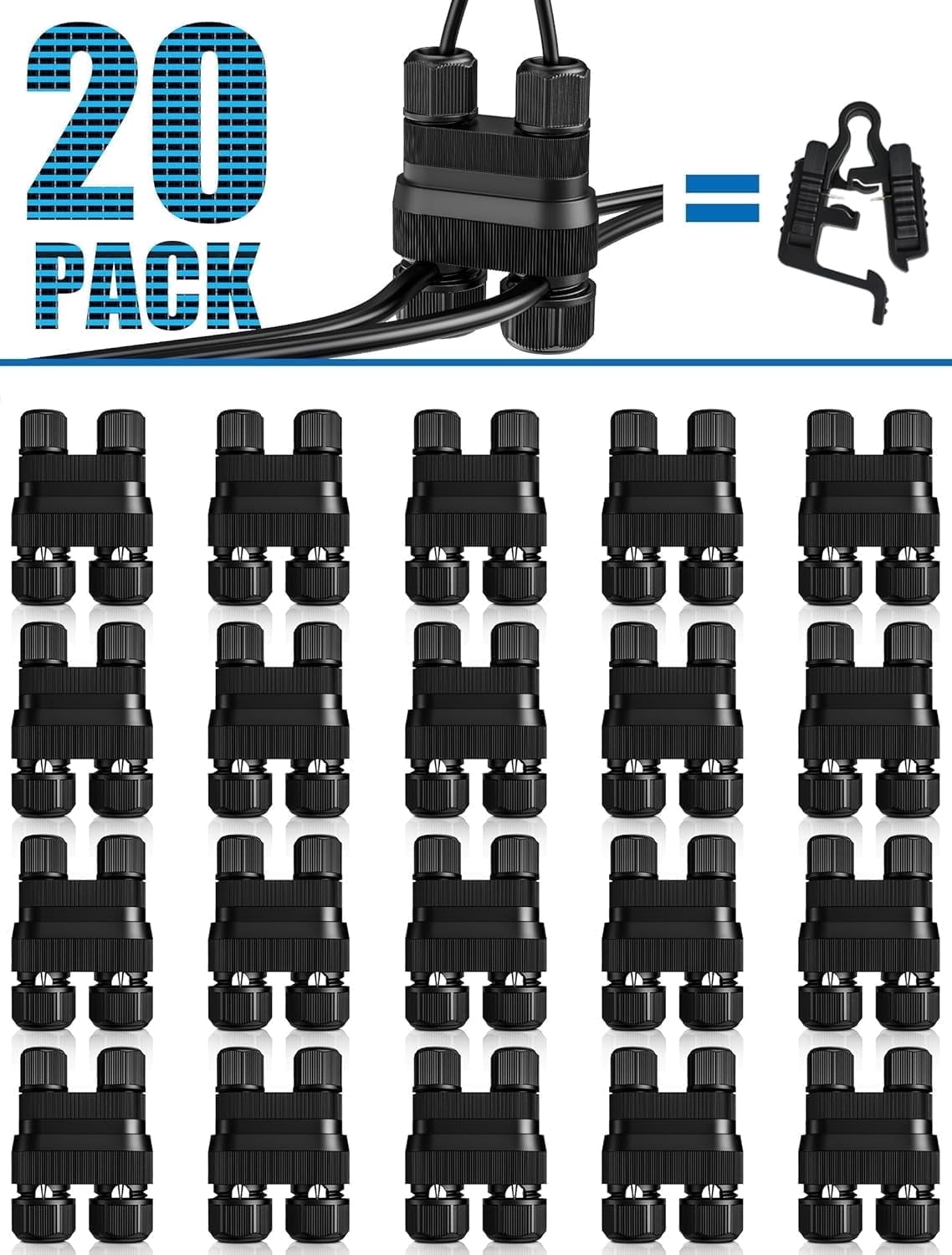 SUNVIE Fastlock2 Low Voltage Wire Connector for Landscape Lighting Waterproof 12-18 Gauge Wire Connectors, 20 pack