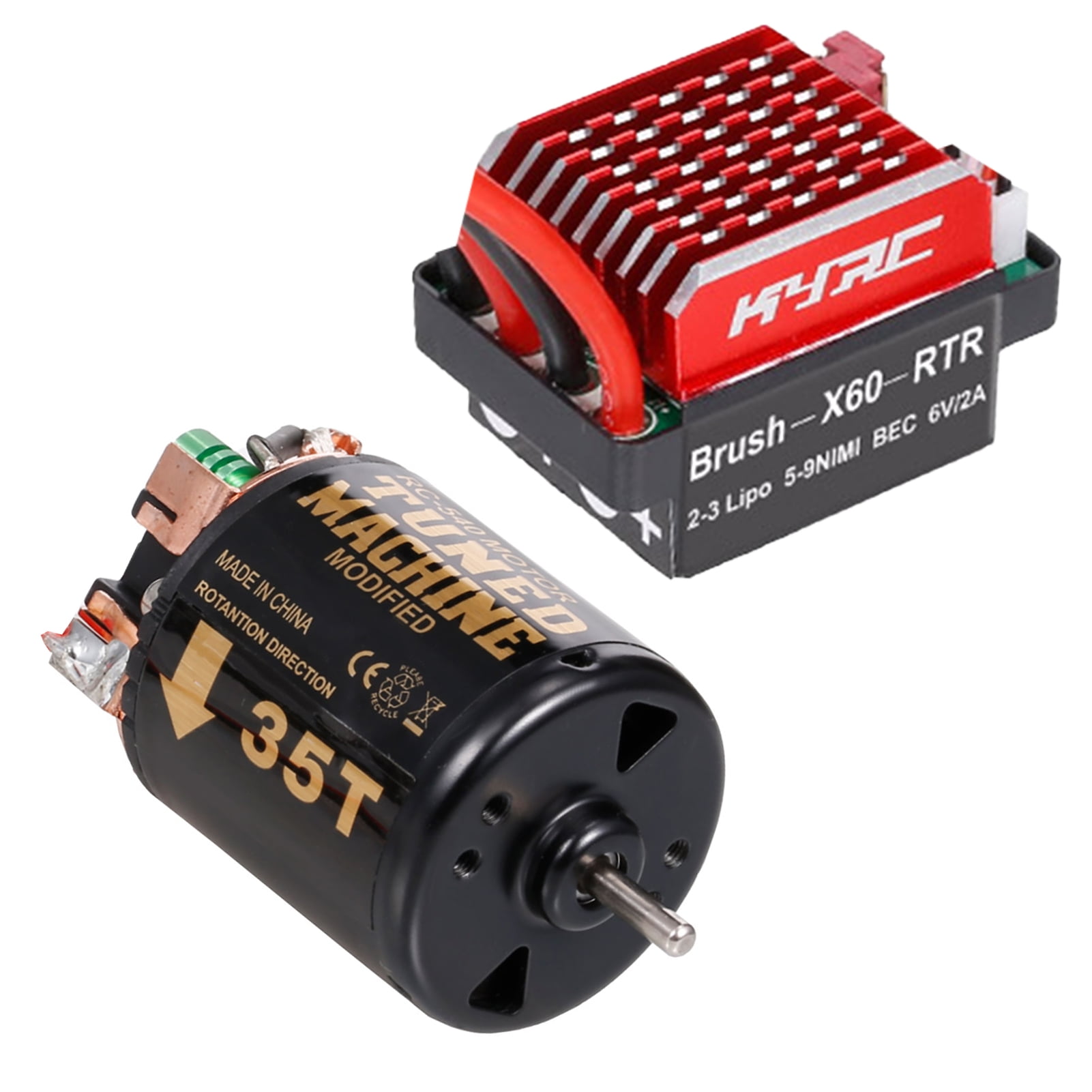 SURPASS HOBBY 3-Slot 550 35T High RPM Brushed Motor with 60A Brushed ESC for 1/10 Crawler RC Car 