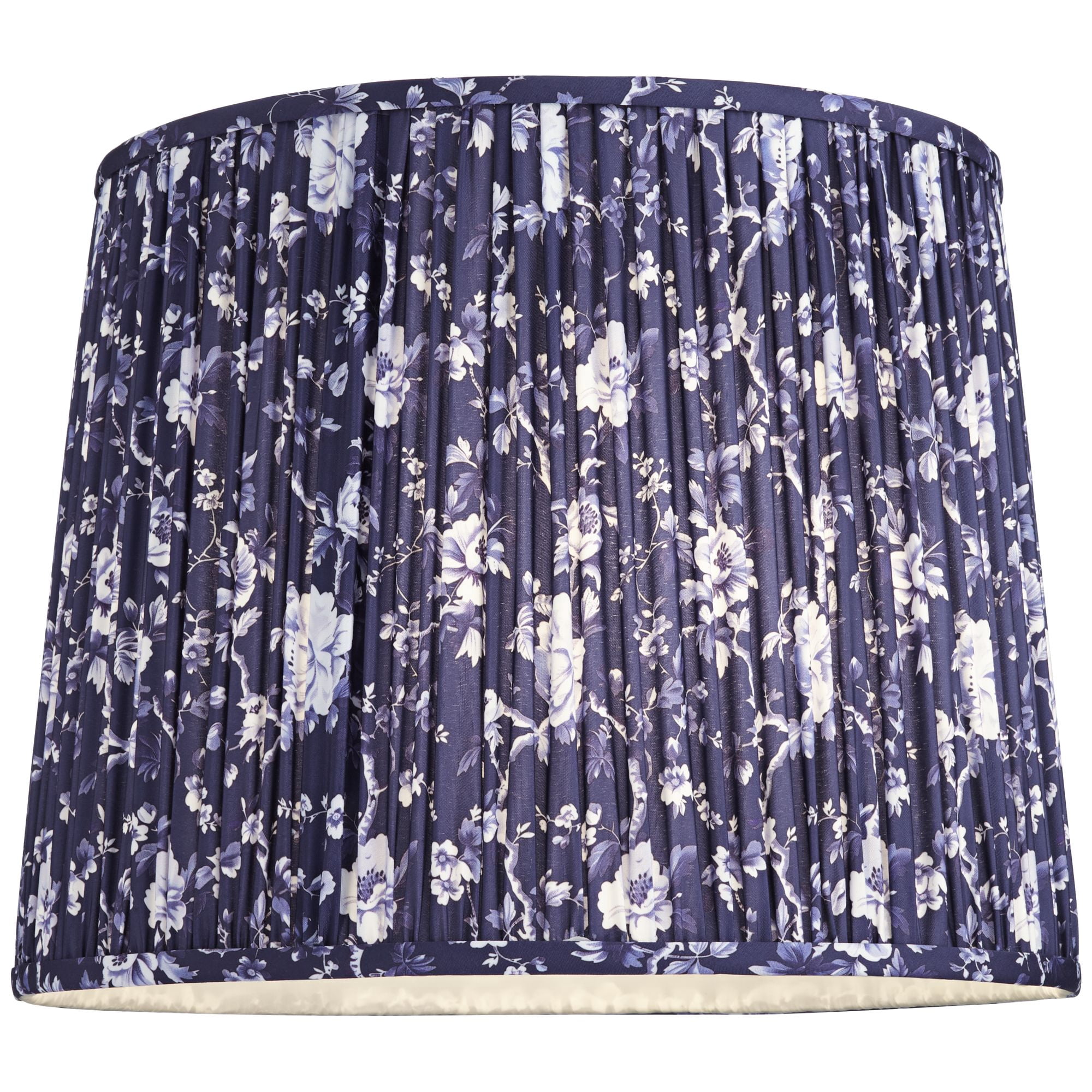Springcrest Sally 13" Top x 15" Bottom x 12" High x 12" Slant Print Lamp Shade Replacement Deep Blue Pleated Floral Spider Harp