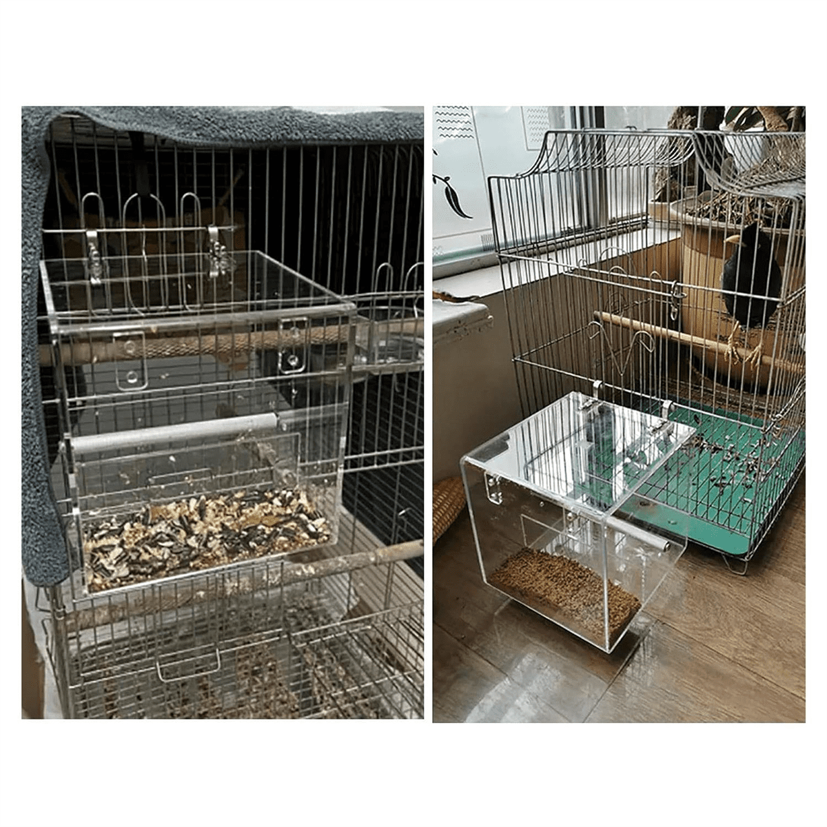 No Mess Bird Feeder for Cage Automatic Cage, Acrylic Parrot Food