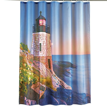 Lighthouse Bay Nautical Bathroom Home Decor Theme Shower Curtain