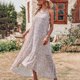 thumbnail image 2 of Vestido largo de verano con volantes altos y bajos para mujer Vestido largo de playa fluido con estampado de correa de espagueti Fridja  bnh116, 2 of 9