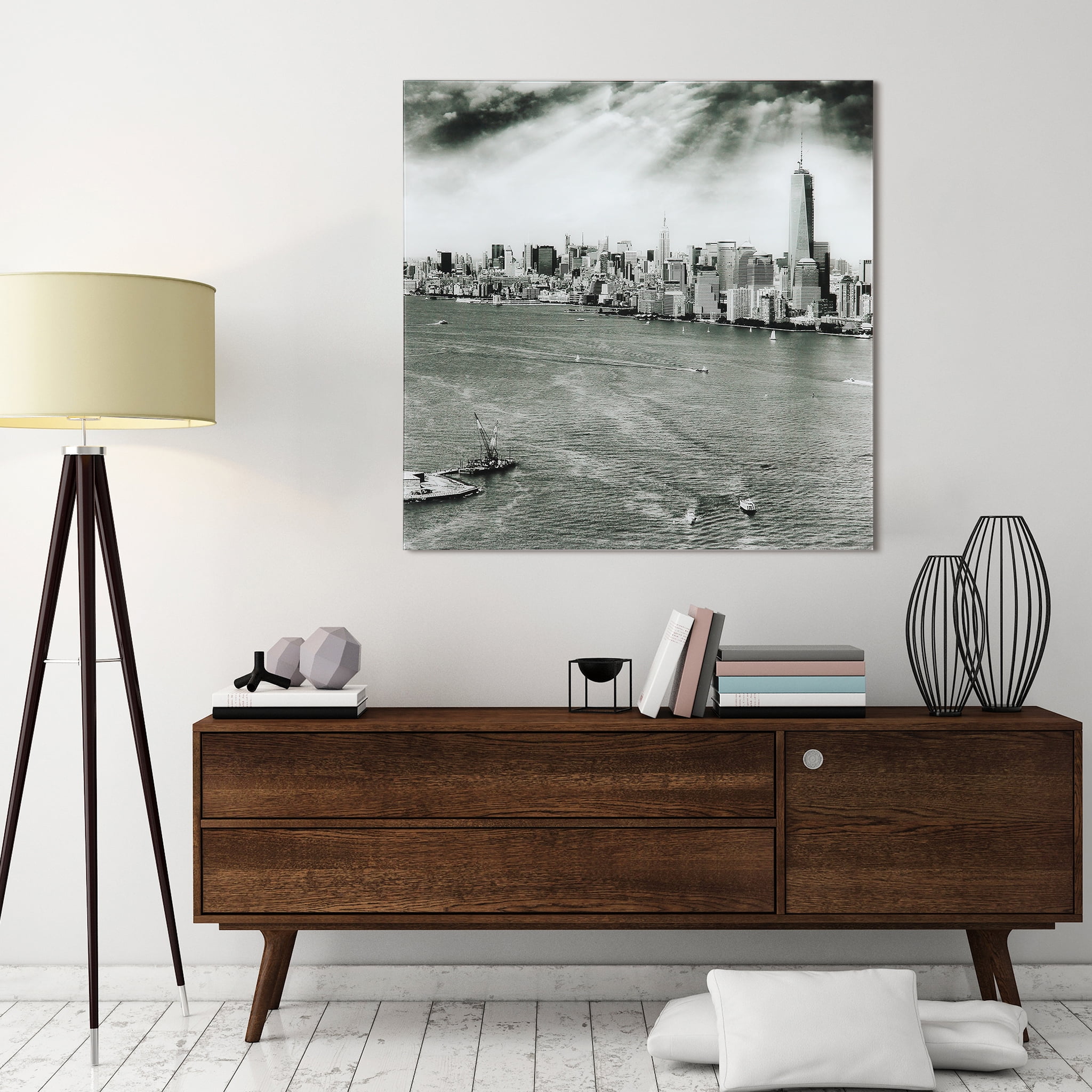 Empire Art Direct New York Skyline B Frameless Free Floating Tempered Glass Panel Graphic Wall Art, 36" x 36" x 0.2", Ready to Hang