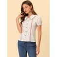 thumbnail image 4 of Blusa con Cuello Peter Pan Floral Allegra K para Mujer Blanco S, 4 of 4