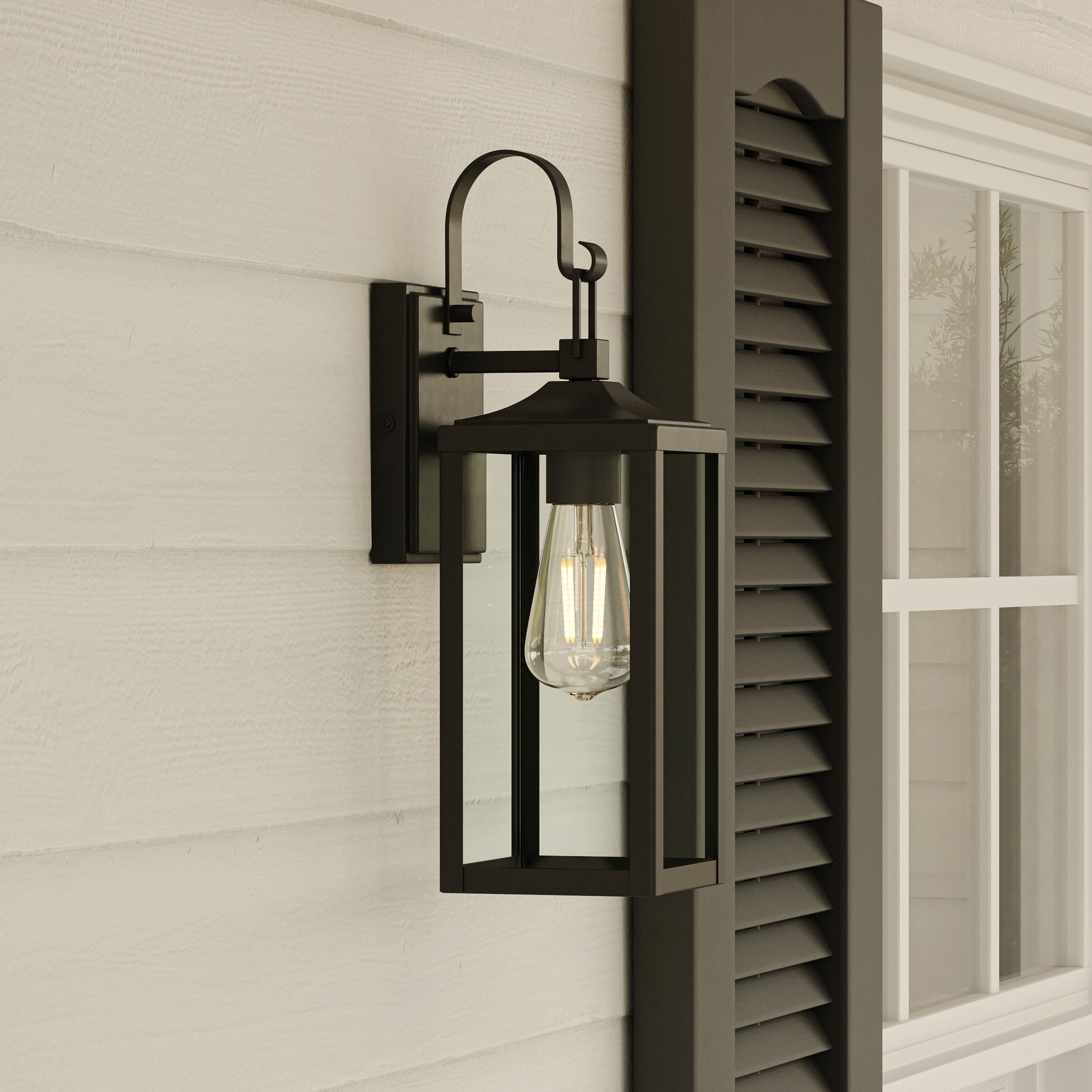 Better Homes & Gardens Matte Black Traditional One-Light Outdoor Wall Lantern