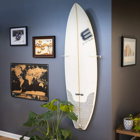 Maui Surfboard Wall Mounted Acrylic Display Rack, Vertical Surf Storage, Holds 50 lbs