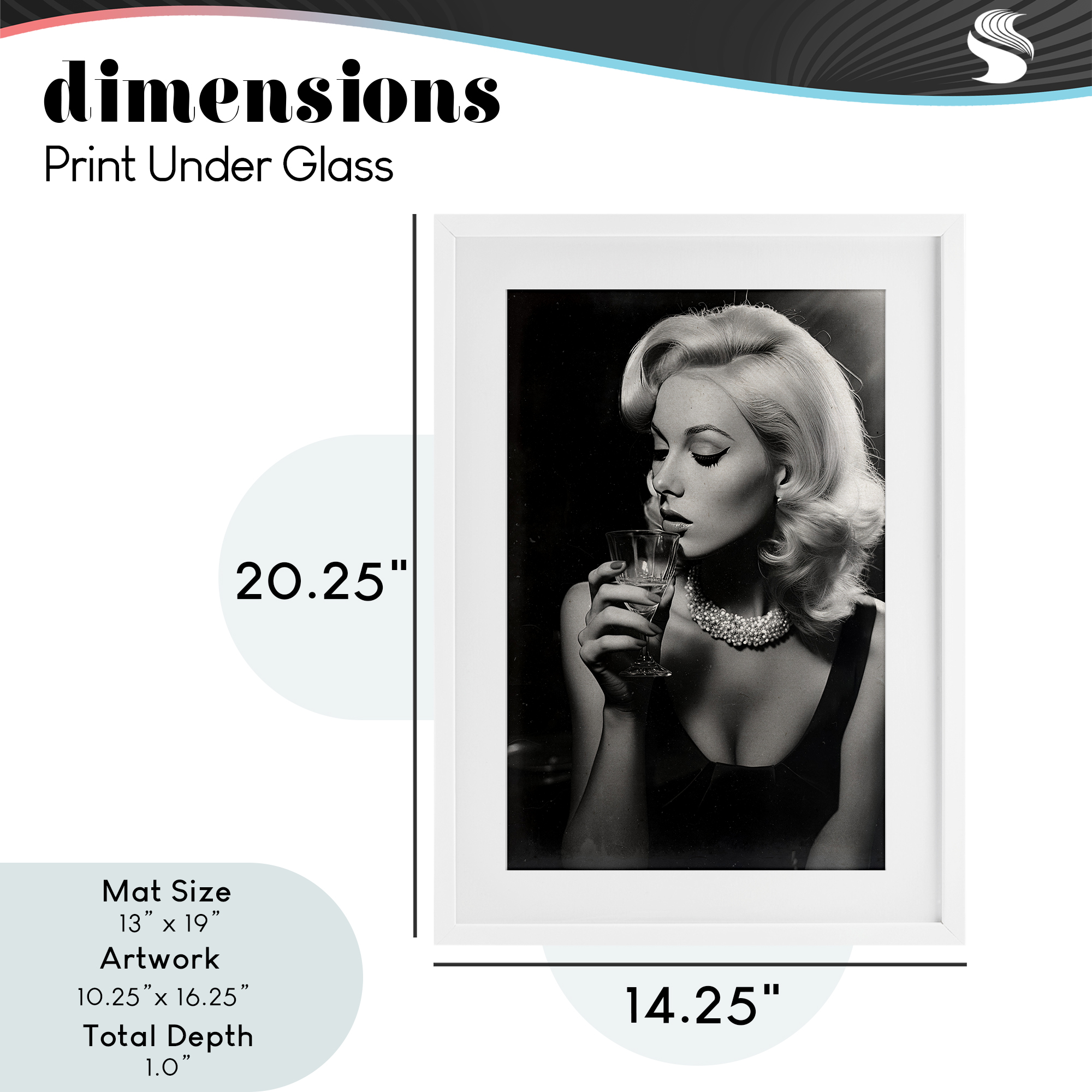 Classic Woman & Martini White Framed Print Under Glass, design by Decent Exposures