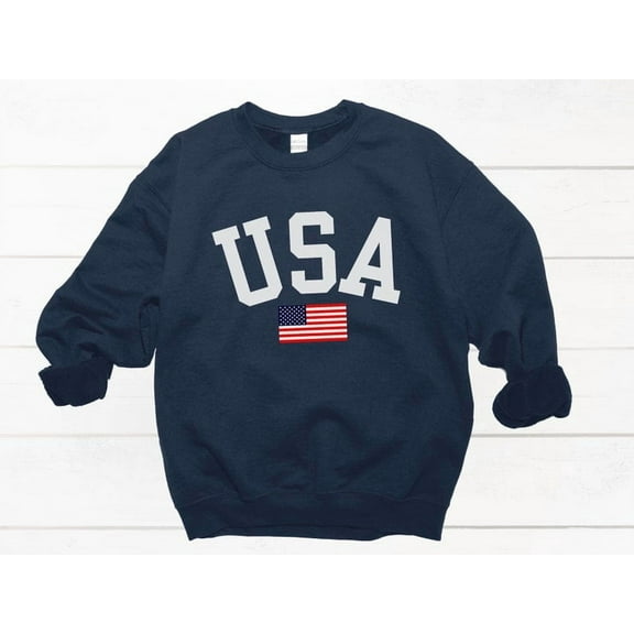 USA Flag Sweatshirt, Vintage Patriotic Crewneck, American Flag Hoodie for 4th of July or Memorial Day