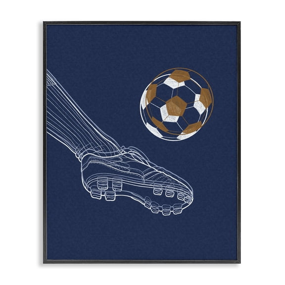 Stupell Industries Modern Soccer Lines Contour Black Framed Giclee Art, 11 x 14, by Marcus Prime