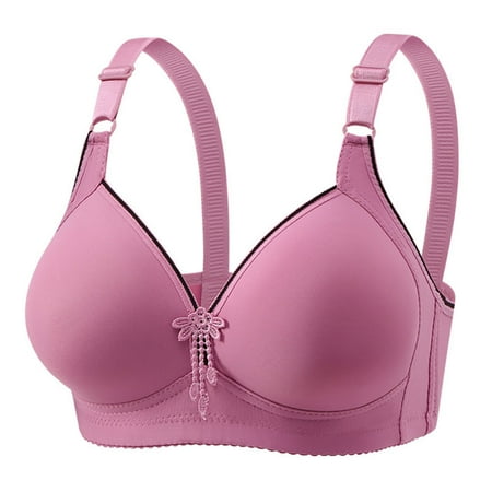 Ndbuld Plus Size Bras for Women Wireless Women s Bra Soild Wire Underwear Bra Everyday Comfortable Breathable Bra Underwear Clearance Sales online Deals XXXL Hot Pink