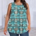 thumbnail image 4 of Womens Tank Tops 2026 Plus Size Summer Sleeveless T Shirts Pleated Crew Neck Tank Tops Longline Camisole Tunic Blouse Fashion Prints Lounge Casual Loose Fit Tee Comfy Outdoor Holiday, 4 of 7
