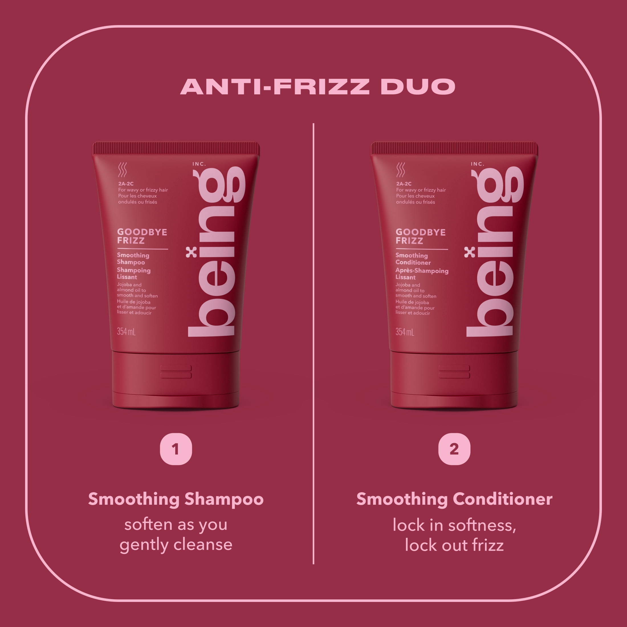 being GOODBYE FRIZZ Smoothing Shampoo with Jojoba and Almond Oil 354mL