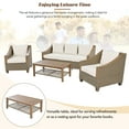 thumbnail image 5 of Harper & Bright Designs Patio Furniture Set, 4 Pieces Outdoor Wicker Rattan Sofa Couch with Chairs and Wooden Coffee Table, All Weather Conversation Set for Backyard Porch Garden, Brown Grey, 5 of 15