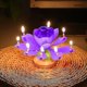 thumbnail image 3 of Vela musical de cumpleaños con flor de loto, lámpara giratoria, decoración para tarta para nacimiento, 3 of 4