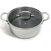 Lexi Home 4.8-Quart Diamond Tri-Ply Non Stick Casserole Pot with Glass Lid Stainless Steel Cookware