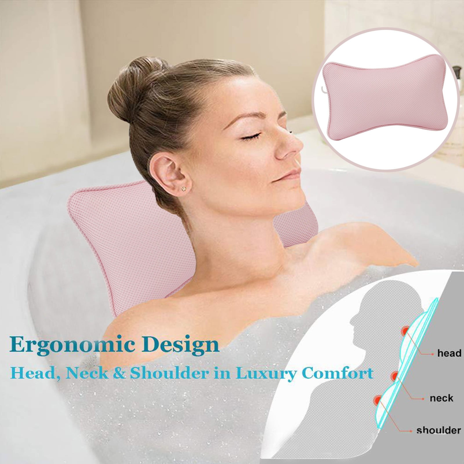 Shiusina Bathroom Pillows 3D Mesh Bath Pillows SPA Pillows Household