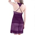 thumbnail image 4 of JSGEK Sexy Babydoll Lingerie Nightgown for Women Halter Neck Sheer Mesh with Lace Trim Mini Dress Intimate Sleepwear Nightwear Purple M, 4 of 4