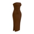 thumbnail image 6 of Bnwani Womens Dresses,Summer Dresses for Women,Solid,Side Split,V-Neck,Sleeveless,Coffee,M, 6 of 7